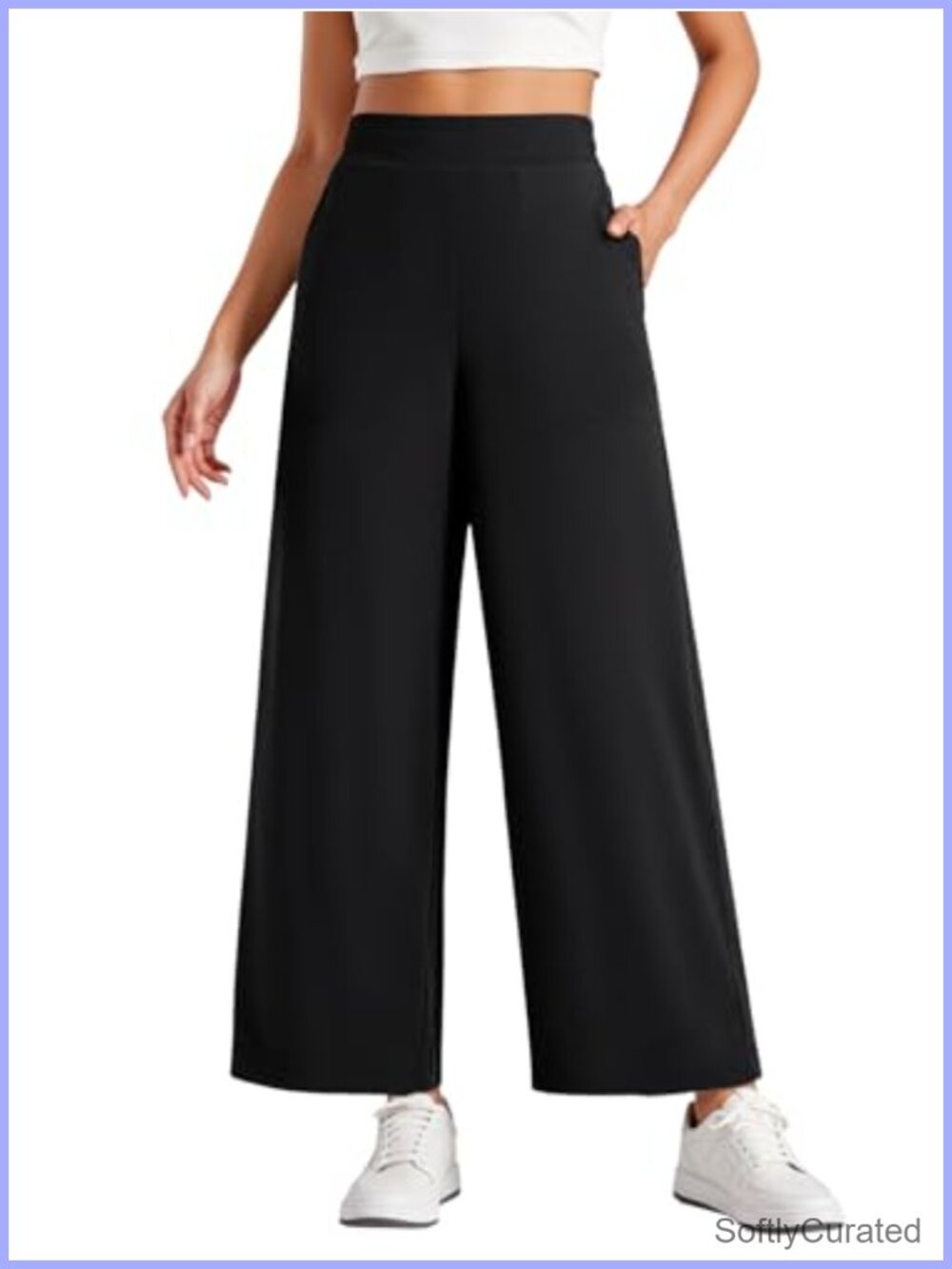 Wide Leg Palazzo Pants High Waisted Elastic Waist Pull On Lounge Trousers with